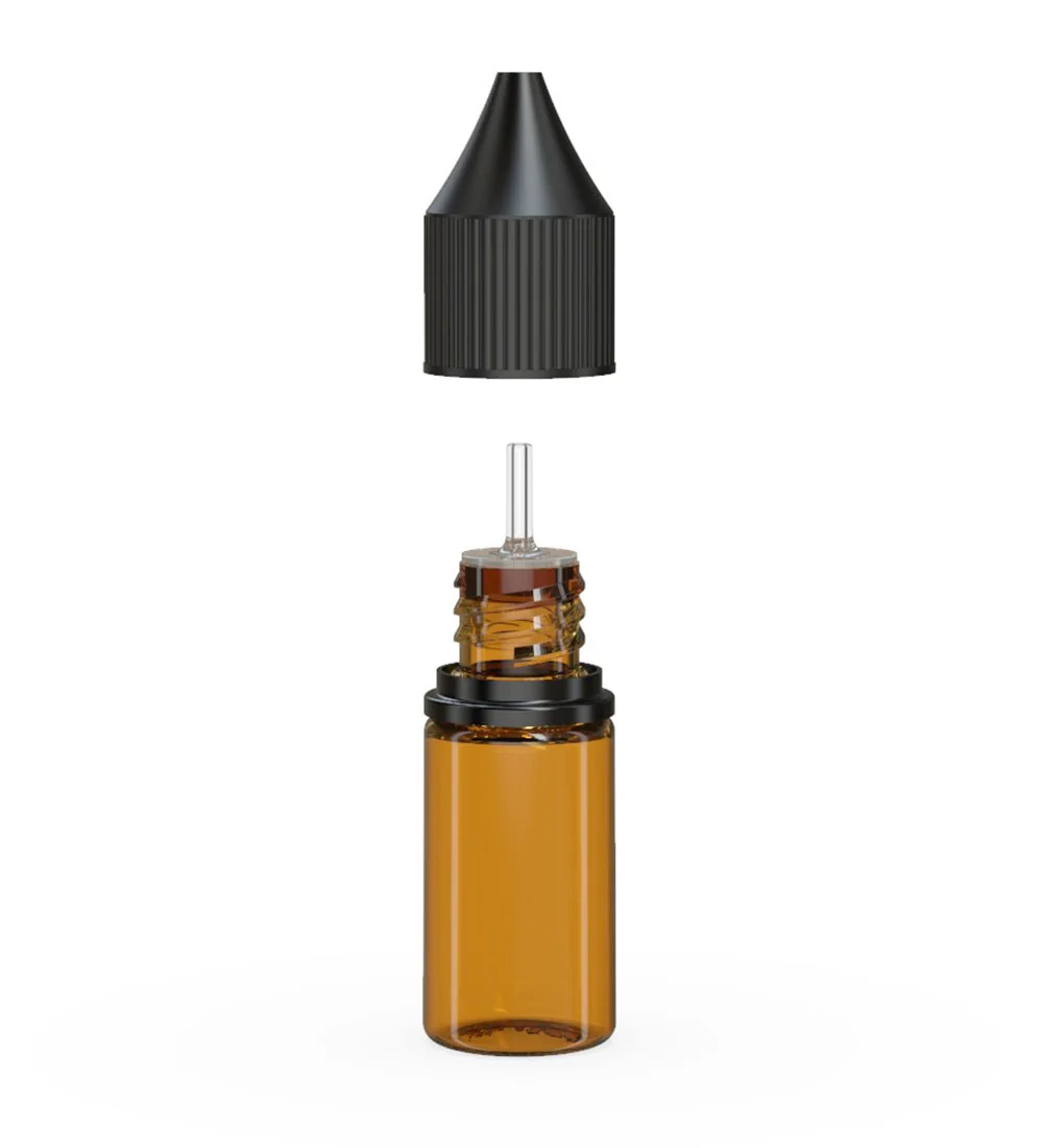 CHUBBY GORILLA | Child Resistant Unicorn V3 PET Dropper Bottles Amber | 10mL - w/ Black Lid - 2000 Count - Image 2