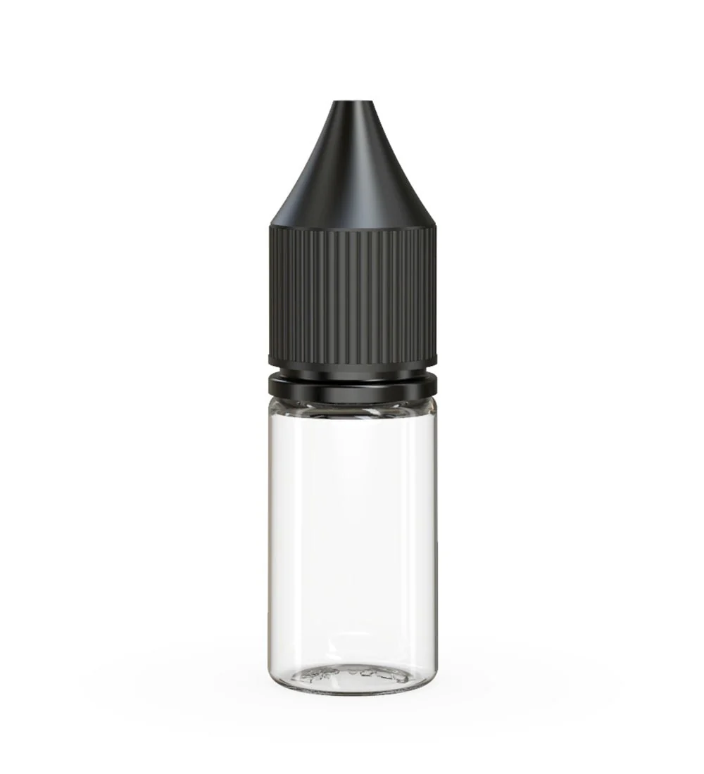 CHUBBY GORILLA | Child Resistant Unicorn V3 PET Dropper Bottles Clear | 10mL - w/ Black Lid - 2000 Count