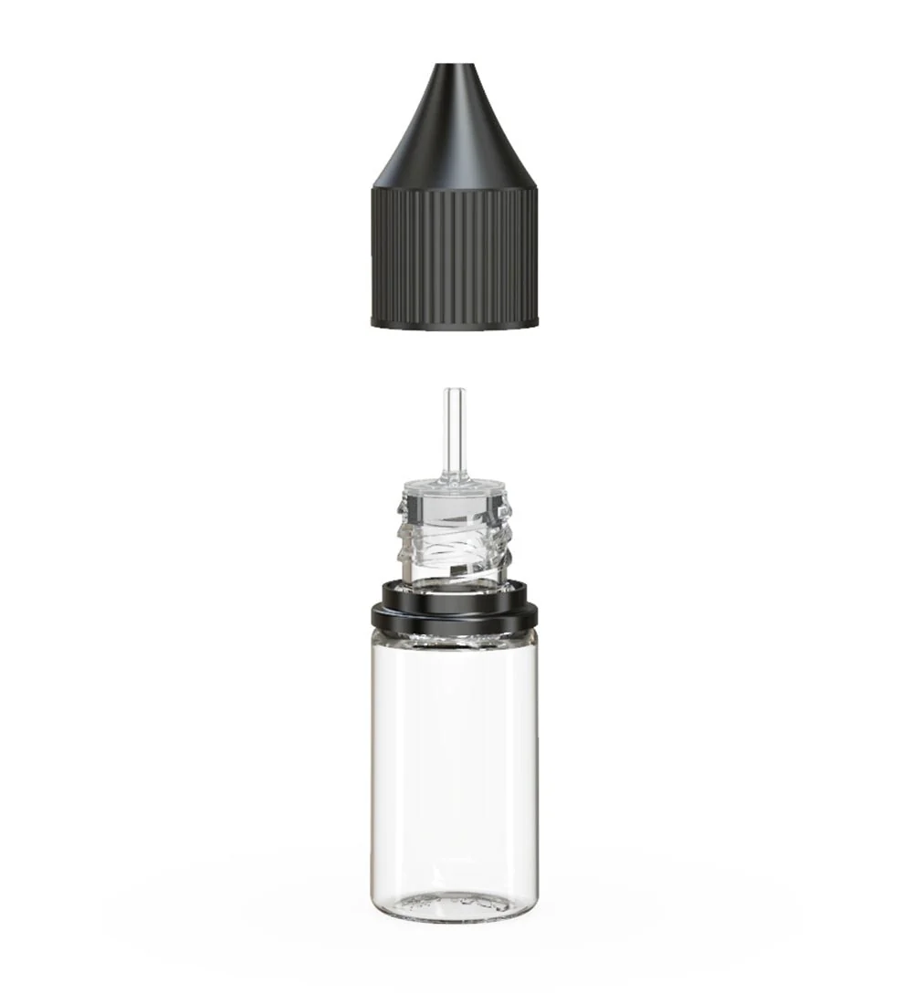 CHUBBY GORILLA | Child Resistant Unicorn V3 PET Dropper Bottles Clear | 10mL - w/ Black Lid - 2000 Count - Image 2