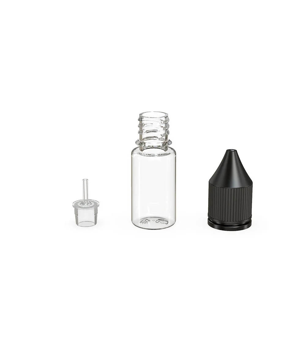 CHUBBY GORILLA | Child Resistant Unicorn V3 PET Dropper Bottles Clear | 10mL - w/ Black Lid - 2000 Count - Image 4