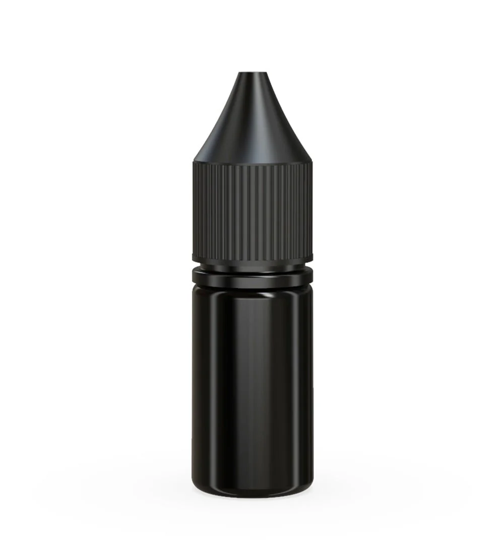 CHUBBY GORILLA | Child Resistant Unicorn V3 PET Dropper Bottles Opaque Black | 10mL - w/ Black Lid - 2000 Count