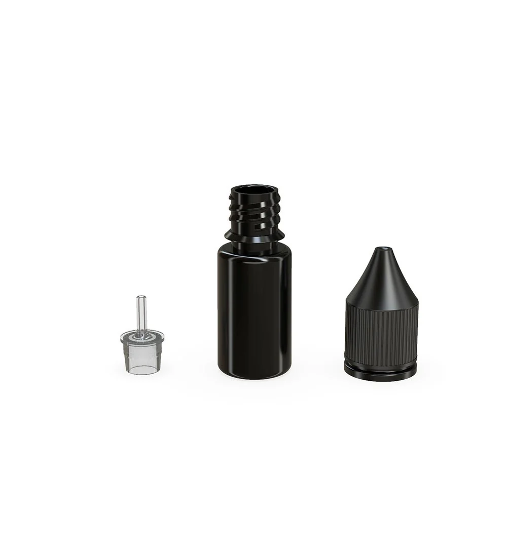 CHUBBY GORILLA | Child Resistant Unicorn V3 PET Dropper Bottles Opaque Black | 10mL - w/ Black Lid - 2000 Count - Image 3