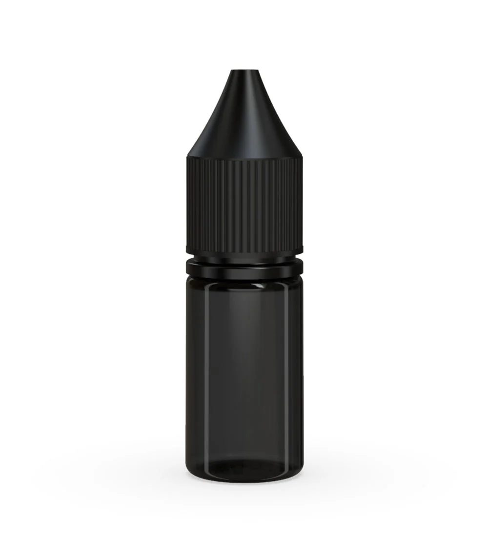 CHUBBY GORILLA | Child Resistant Unicorn V3 PET Dropper Bottles Transparent Black | 10mL - w/ Black Lid - 2000 Count
