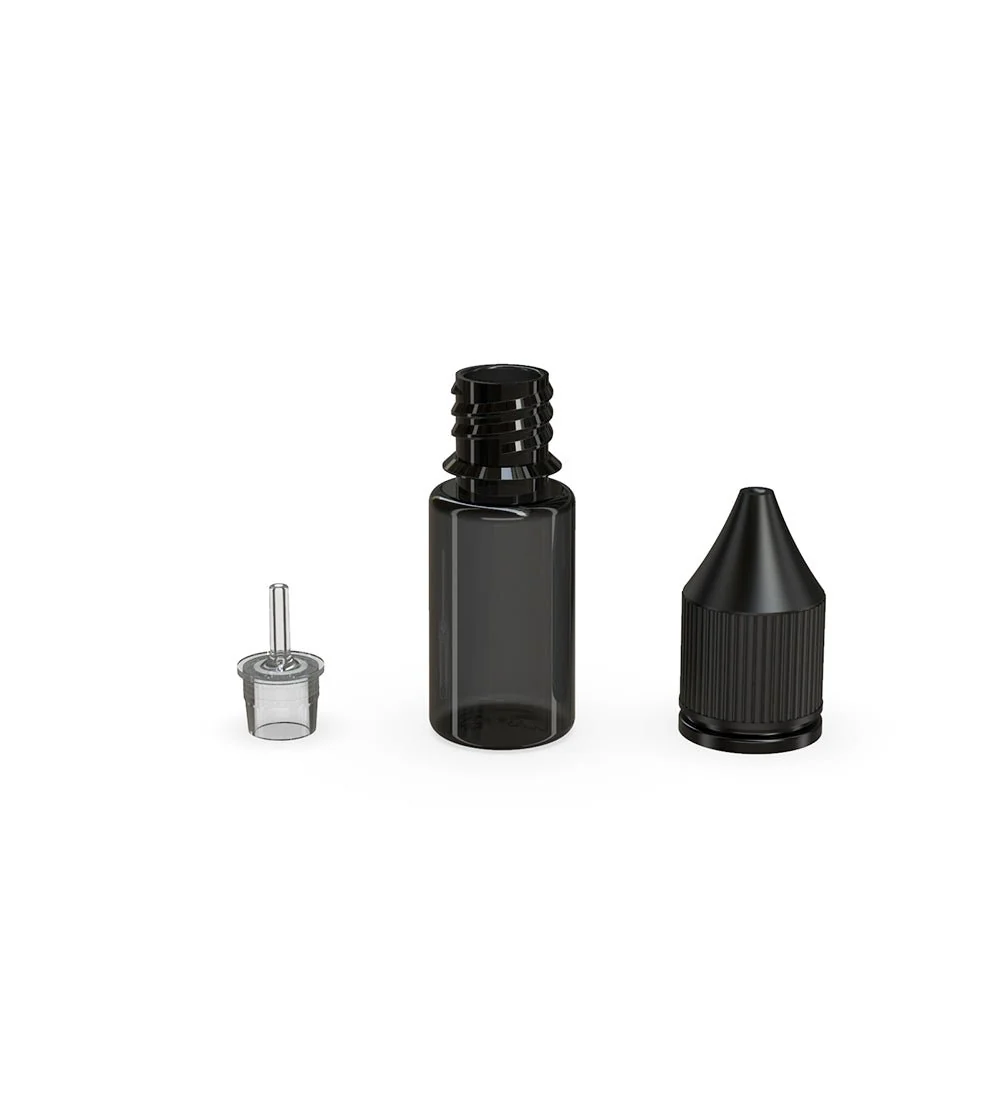 CHUBBY GORILLA | Child Resistant Unicorn V3 PET Dropper Bottles Transparent Black | 10mL - w/ Black Lid - 2000 Count - Image 4
