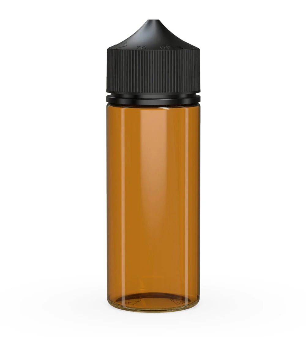 CHUBBY GORILLA | Child Resistant Unicorn V3 PET Dropper Bottles Amber | 120mL - w/ Black Lid - 400 Count