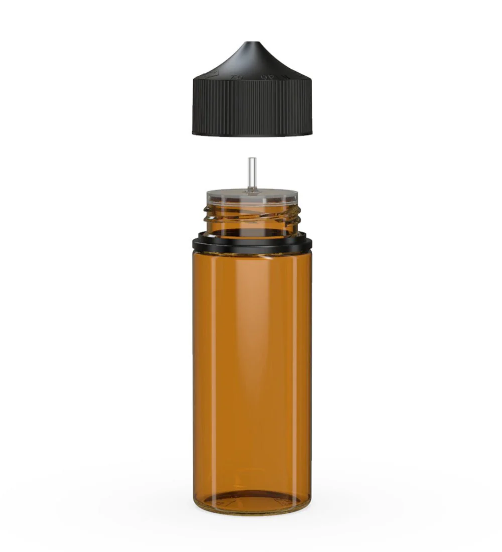 CHUBBY GORILLA | Child Resistant Unicorn V3 PET Dropper Bottles Amber | 120mL - w/ Black Lid - 400 Count - Image 2