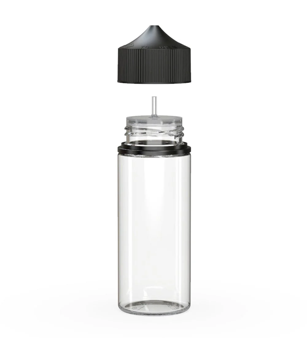 CHUBBY GORILLA | Child Resistant Unicorn V3 PET Dropper Bottles Clear | 120mL - w/ Black Lid - 400 Count - Image 2
