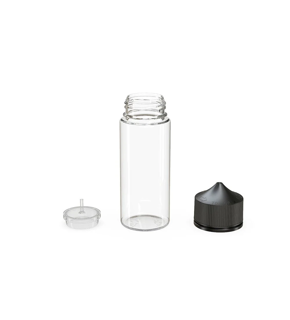 CHUBBY GORILLA | Child Resistant Unicorn V3 PET Dropper Bottles Clear | 120mL - w/ Black Lid - 400 Count - Image 4