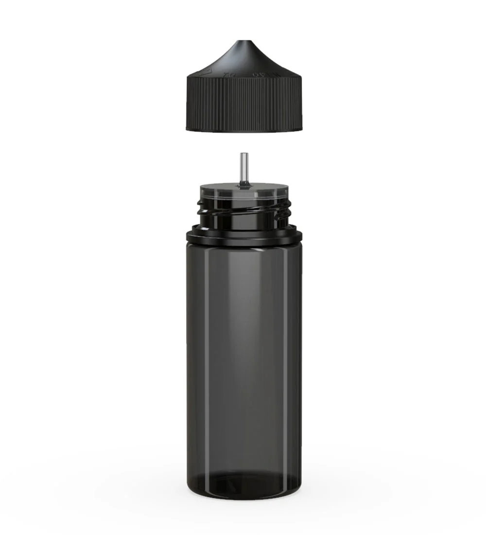 CHUBBY GORILLA | Child Resistant Unicorn V3 PET Dropper Bottles Transparent Black | 120mL - w/ Black Lid - 400 Count - Image 2