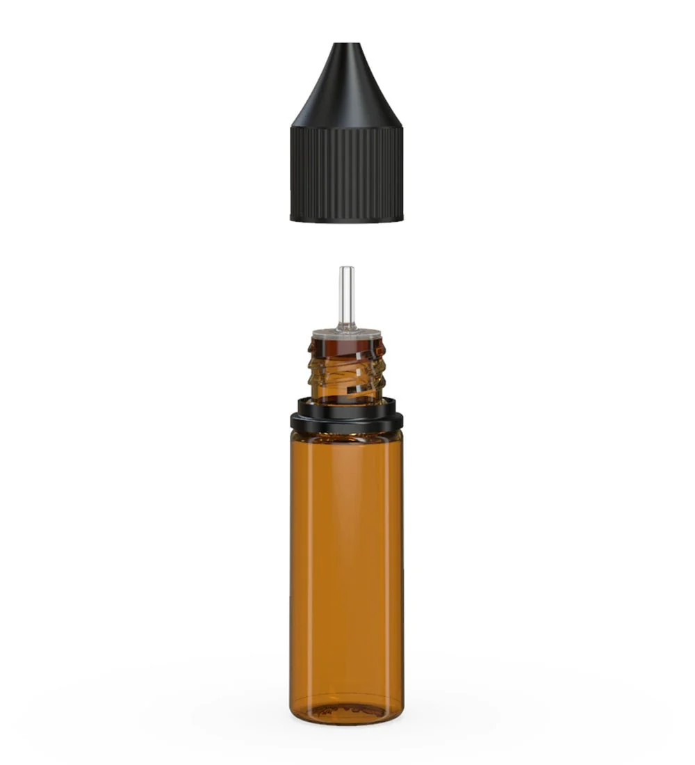 CHUBBY GORILLA | Child Resistant Unicorn V3 PET Dropper Bottles Amber | 16.5mL - w/ Black Lid - 1000 Count - Image 2