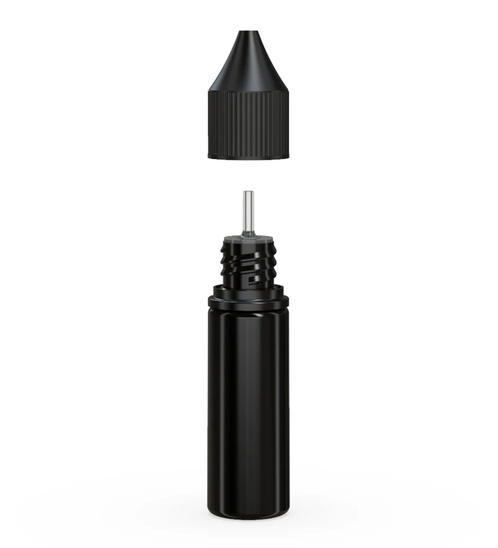 CHUBBY GORILLA | Child Resistant Unicorn V3 PET Dropper Bottles Opaque Black | 16.5mL - w/ Black Lid - 1000 Count - Image 2