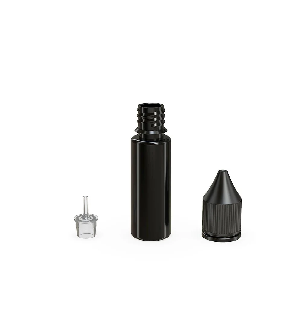 CHUBBY GORILLA | Child Resistant Unicorn V3 PET Dropper Bottles Opaque Black | 16.5mL - w/ Black Lid - 1000 Count - Image 3