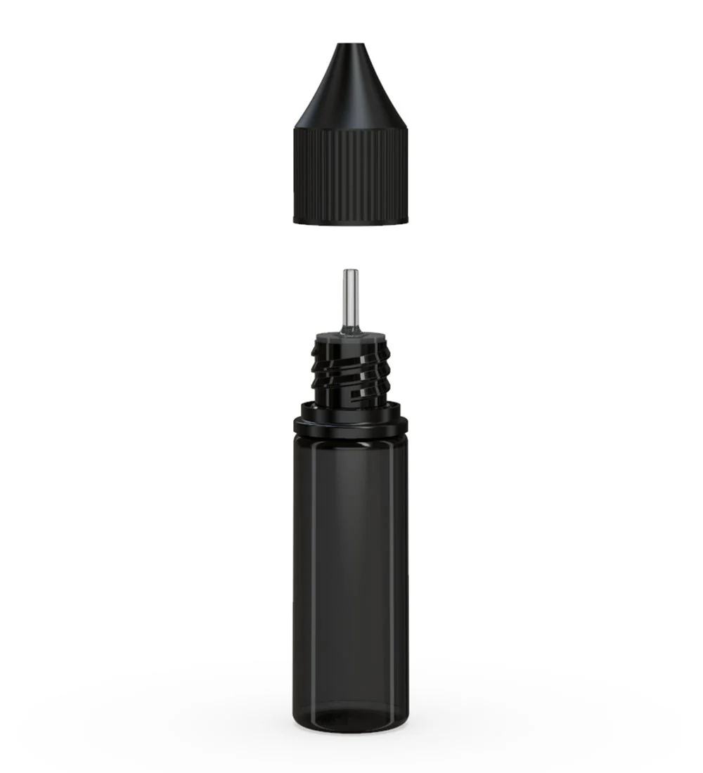 CHUBBY GORILLA | Child Resistant Unicorn V3 PET Dropper Bottles Transparent Black | 16.5mL - w/ Black Lid - 1000 Count - Image 2