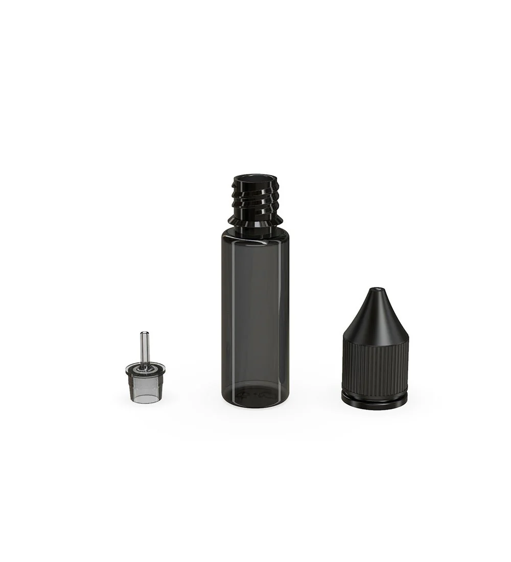 CHUBBY GORILLA | Child Resistant Unicorn V3 PET Dropper Bottles Transparent Black | 16.5mL - w/ Black Lid - 1000 Count - Image 4