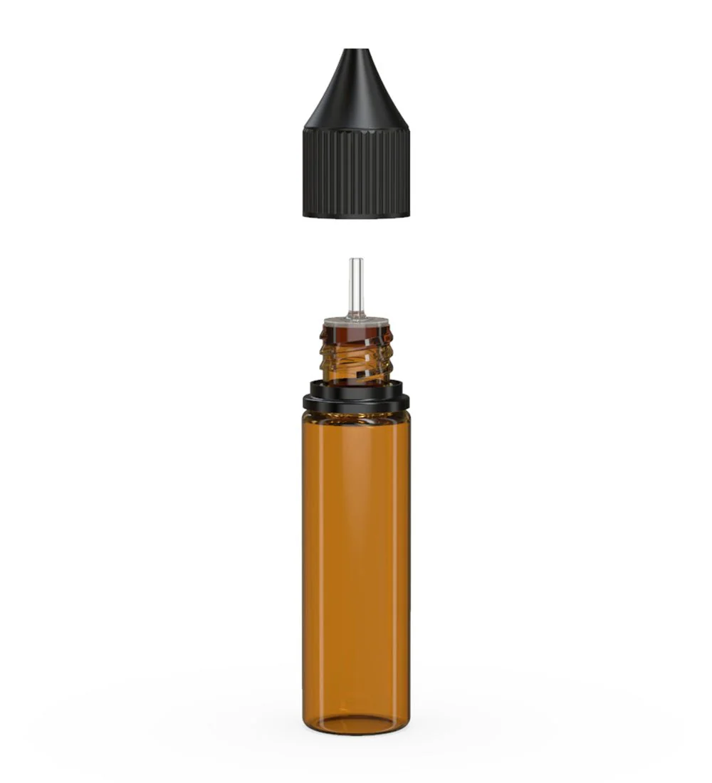 CHUBBY GORILLA | Child Resistant Unicorn V3 PET Dropper Bottles Amber | 20mL - w/ Black Lid - 1000 Count - Image 2