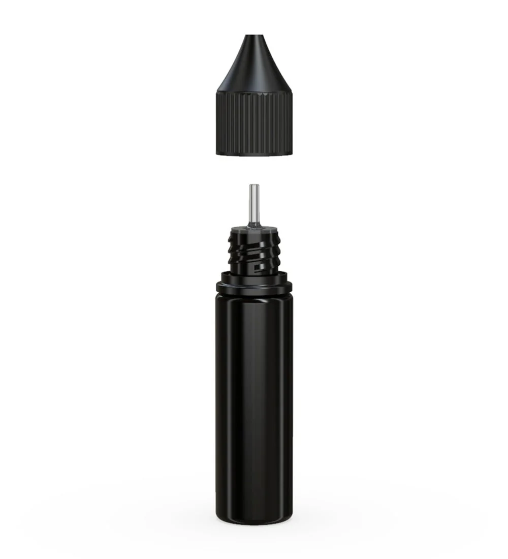 CHUBBY GORILLA | Child Resistant Unicorn V3 PET Dropper Bottles Black | 20mL - w/ Black Lid - 1000 Count - Image 2
