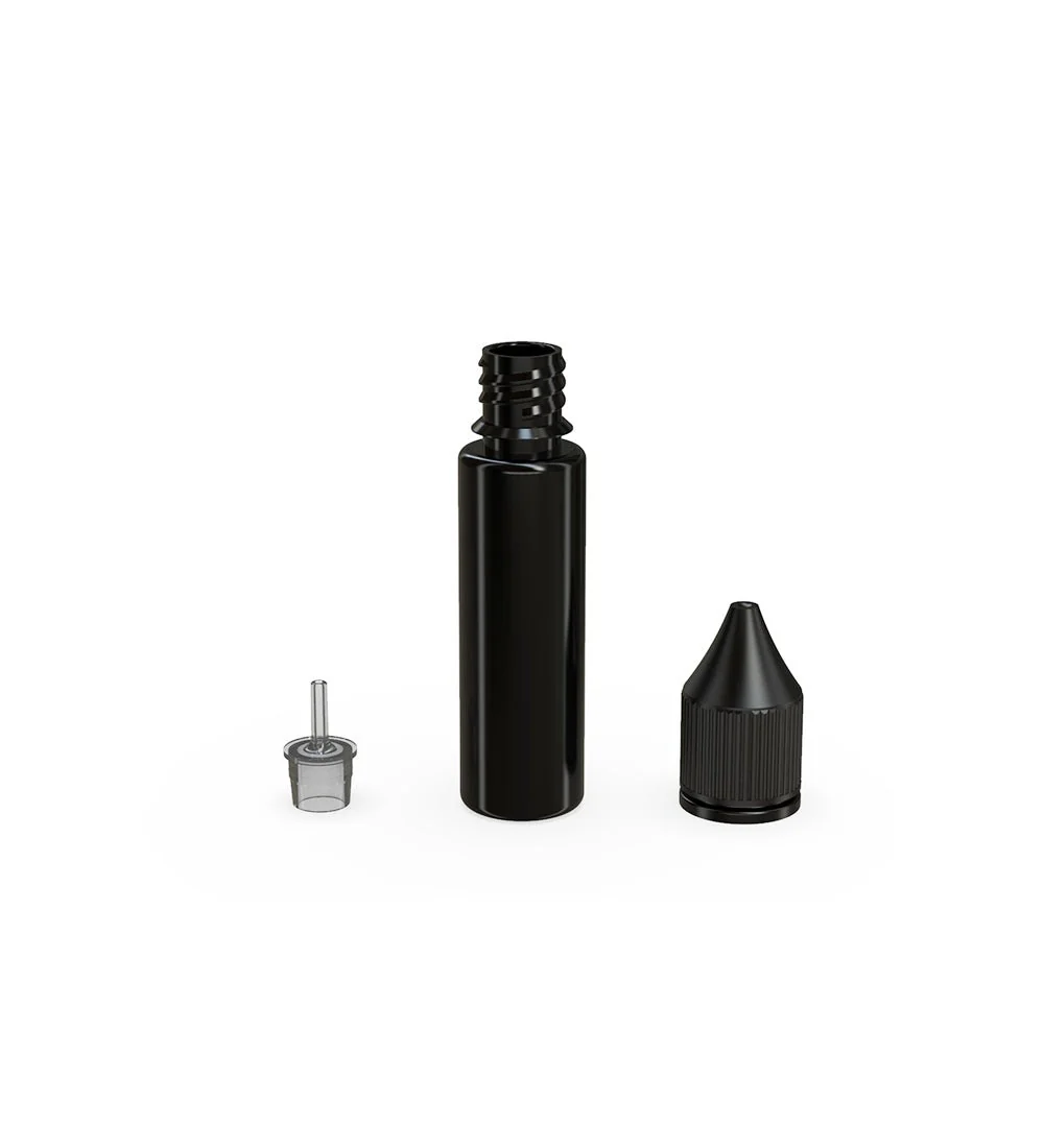 CHUBBY GORILLA | Child Resistant Unicorn V3 PET Dropper Bottles Black | 20mL - w/ Black Lid - 1000 Count - Image 3