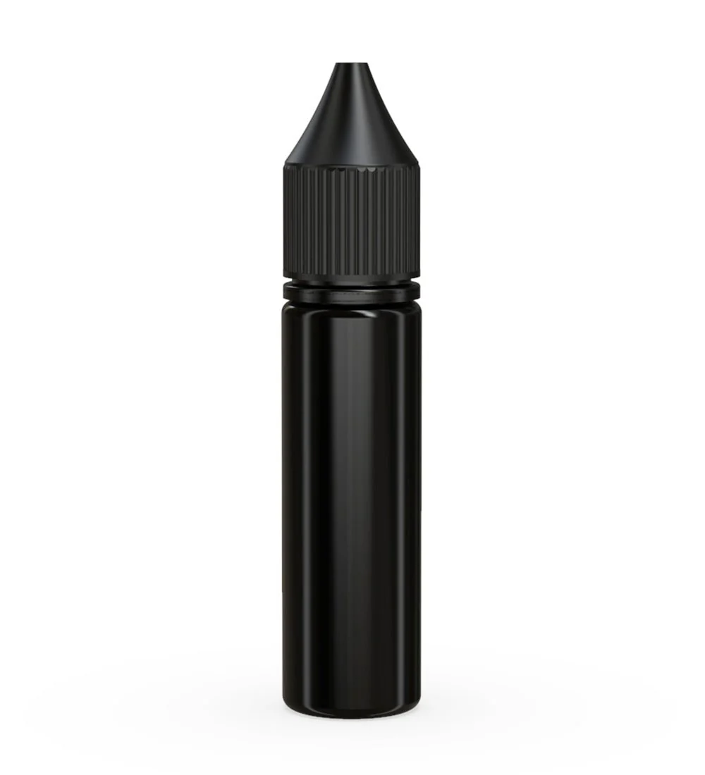 CHUBBY GORILLA Child Resistant Unicorn V3 PET Dropper Bottles Black | 20mL - w/ Black Lid | Sample