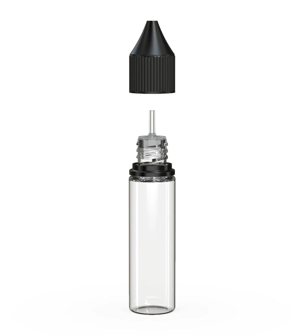 CHUBBY GORILLA | Child Resistant Unicorn V3 PET Dropper Bottles Clear | 20mL - w/ Black Lid - 1000 Count - Image 2