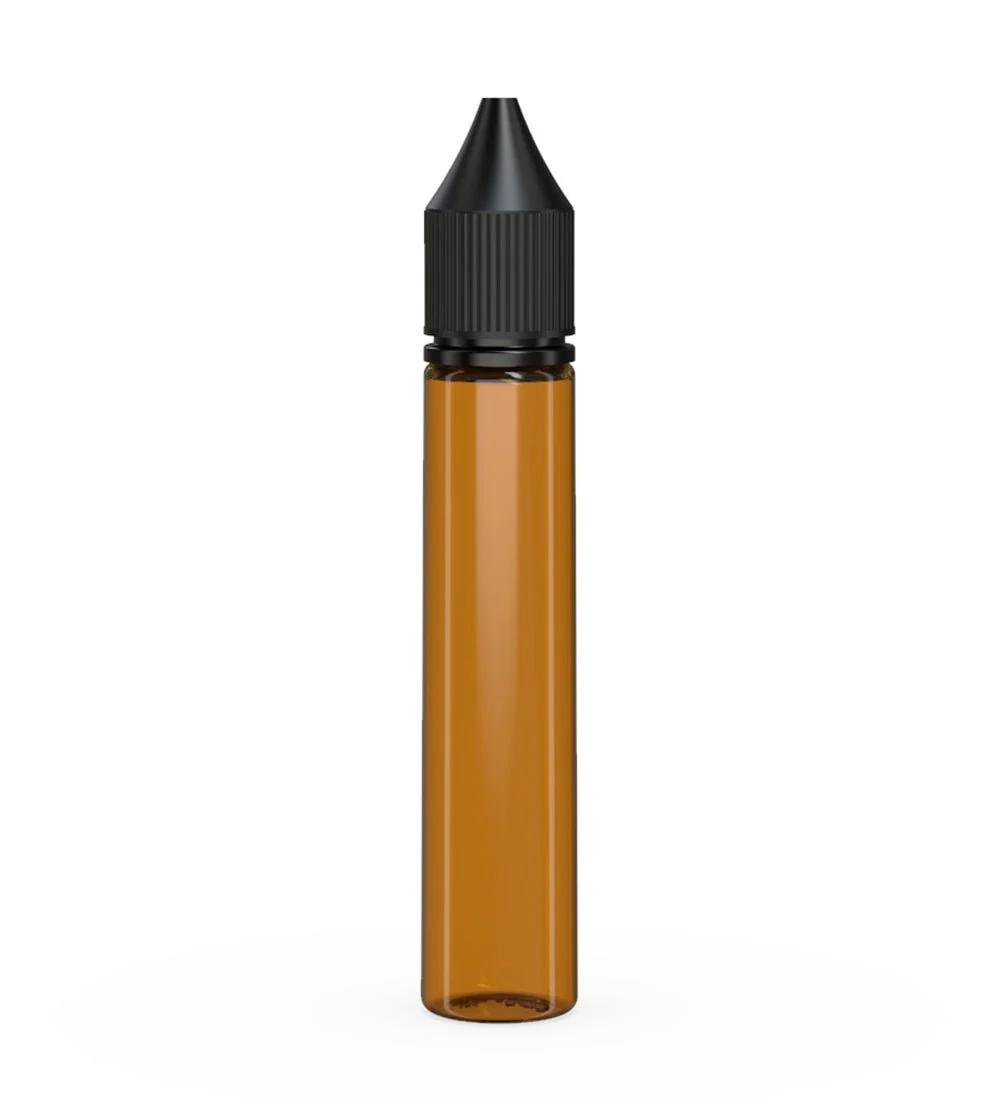 CHUBBY GORILLA | Child Resistant Unicorn V3 PET Dropper Bottles w/ Black Lid | 30mL - Amber - 1000 Count