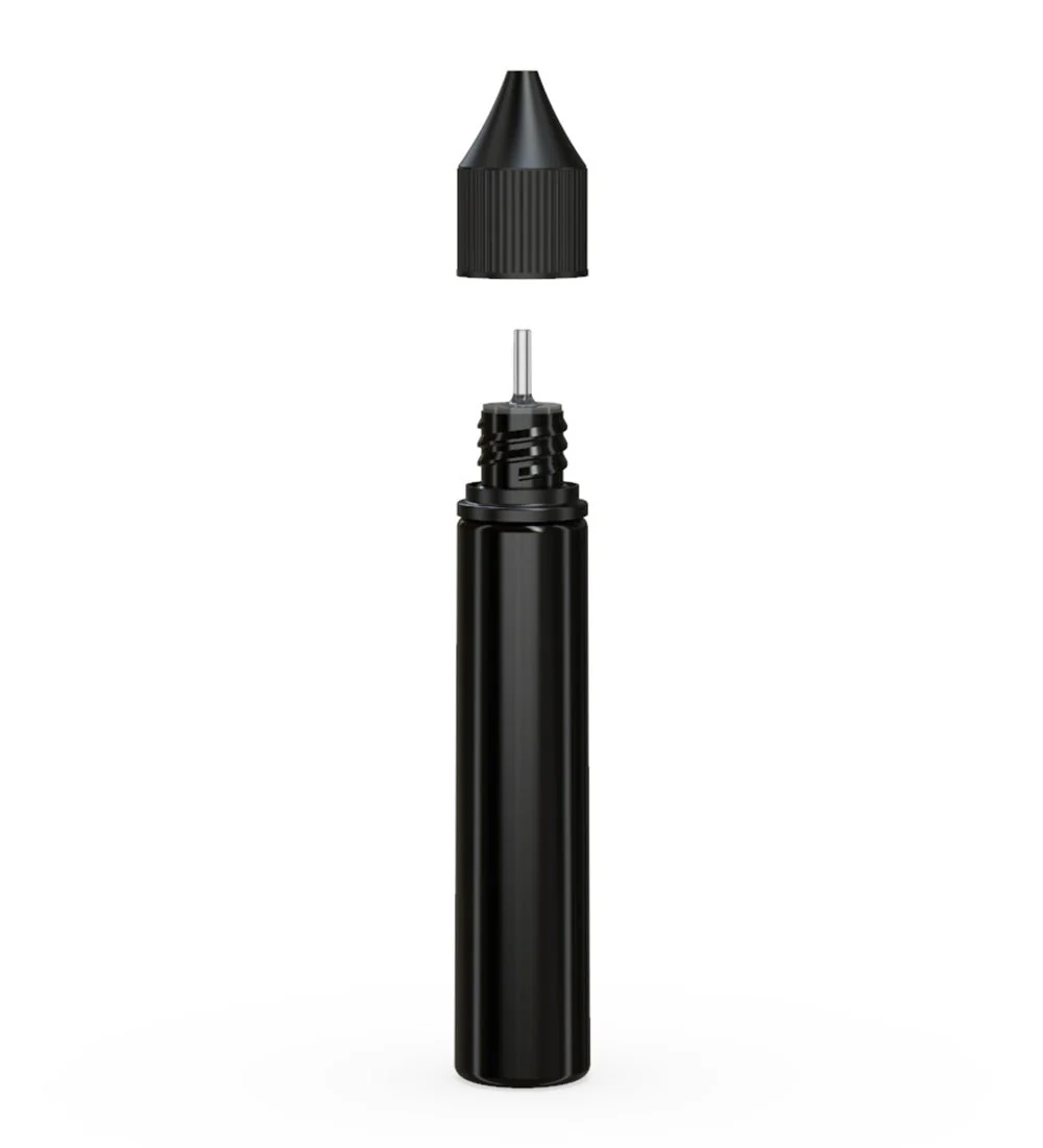 CHUBBY GORILLA | Child Resistant Unicorn V3 PET Dropper Bottles Black | 30mL - w/ Black Lid - 1000 Count - Image 2