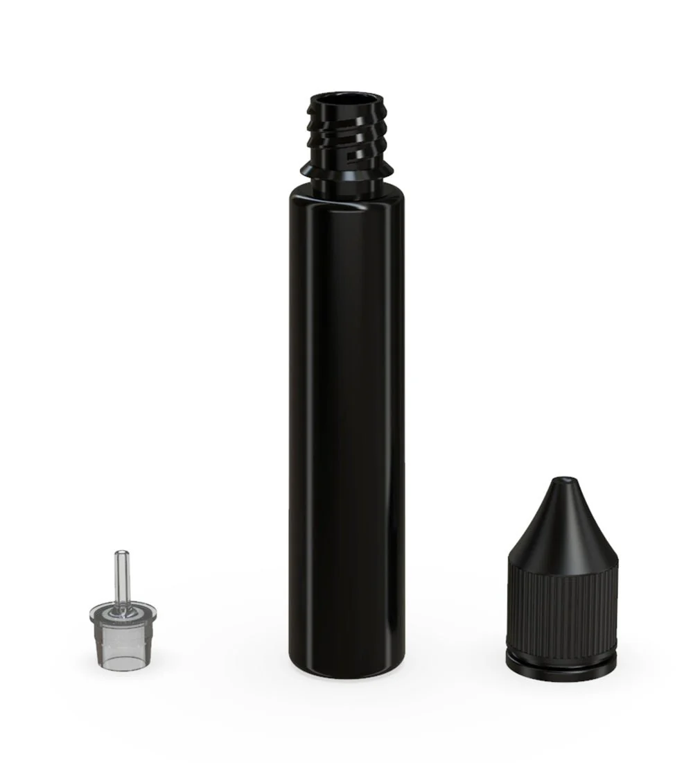 CHUBBY GORILLA | Child Resistant Unicorn V3 PET Dropper Bottles Black | 30mL - w/ Black Lid - 1000 Count - Image 3