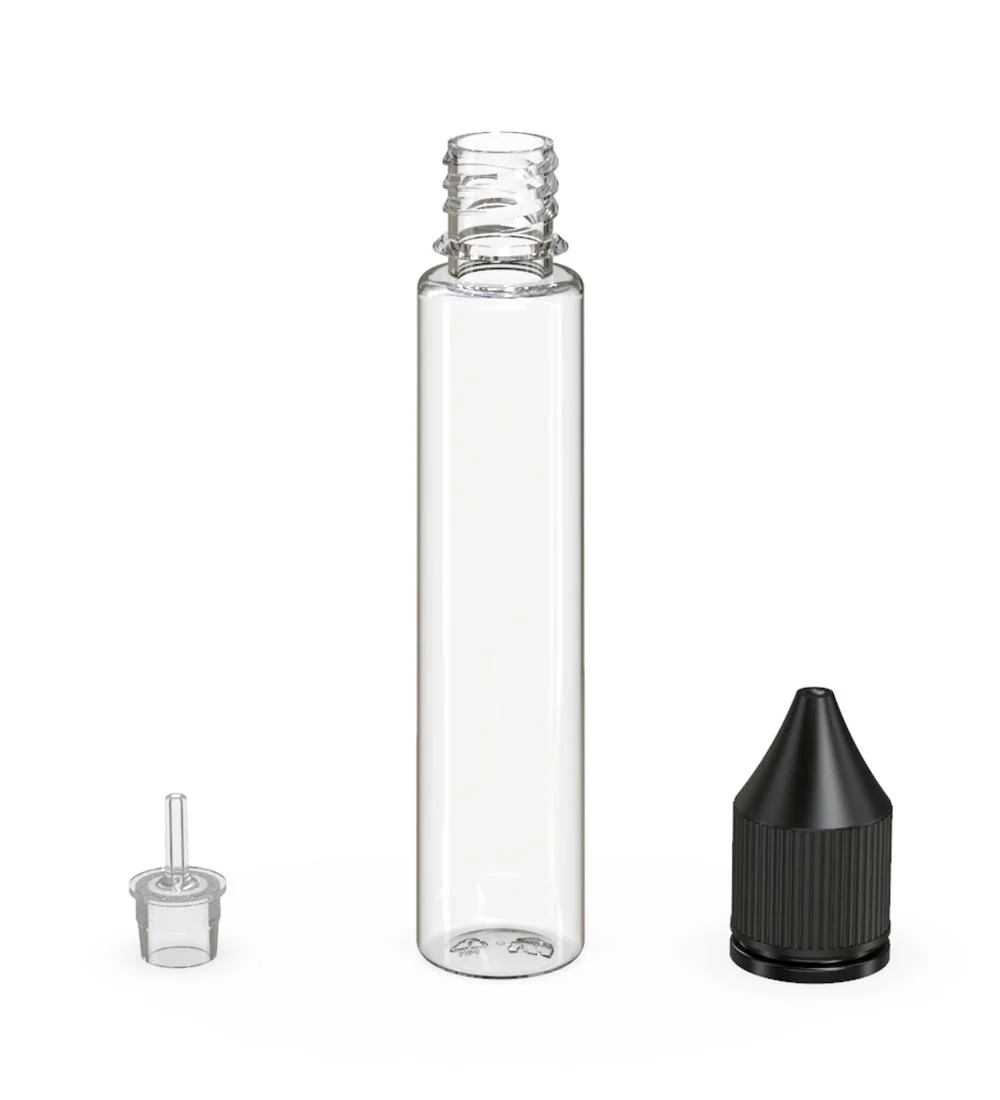 CHUBBY GORILLA | Child Resistant Unicorn V3 PET Dropper Bottles Clear | 30mL - w/ Black Lid - 1000 Count - Image 4