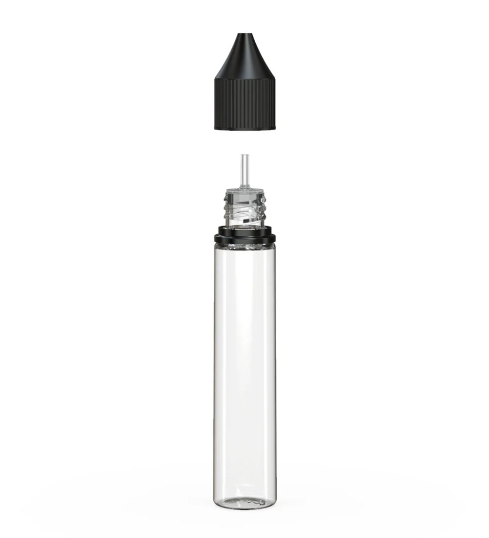 CHUBBY GORILLA Child Resistant Unicorn V3 PET Dropper Bottles Clear | 30mL - w/ Black Lid | Sample - Image 2