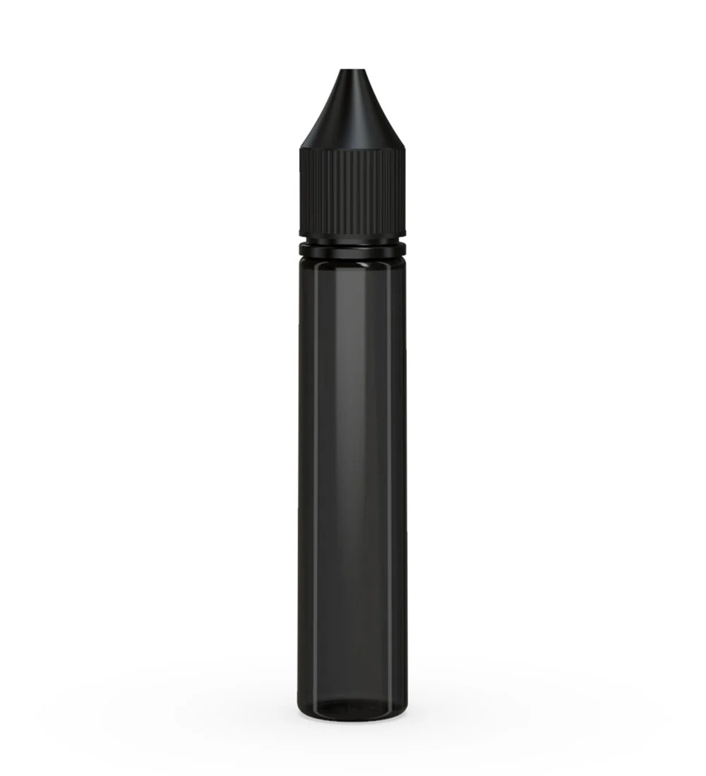CHUBBY GORILLA | Child Resistant Unicorn V3 PET Dropper Bottles Transparent Black | 30mL - w/ Black Lid - 1000 Count