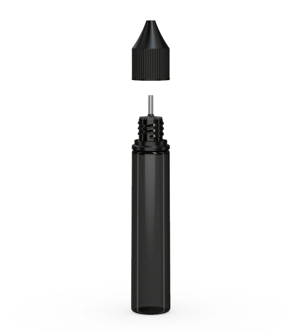 CHUBBY GORILLA | Child Resistant Unicorn V3 PET Dropper Bottles Transparent Black | 30mL - w/ Black Lid - 1000 Count - Image 2