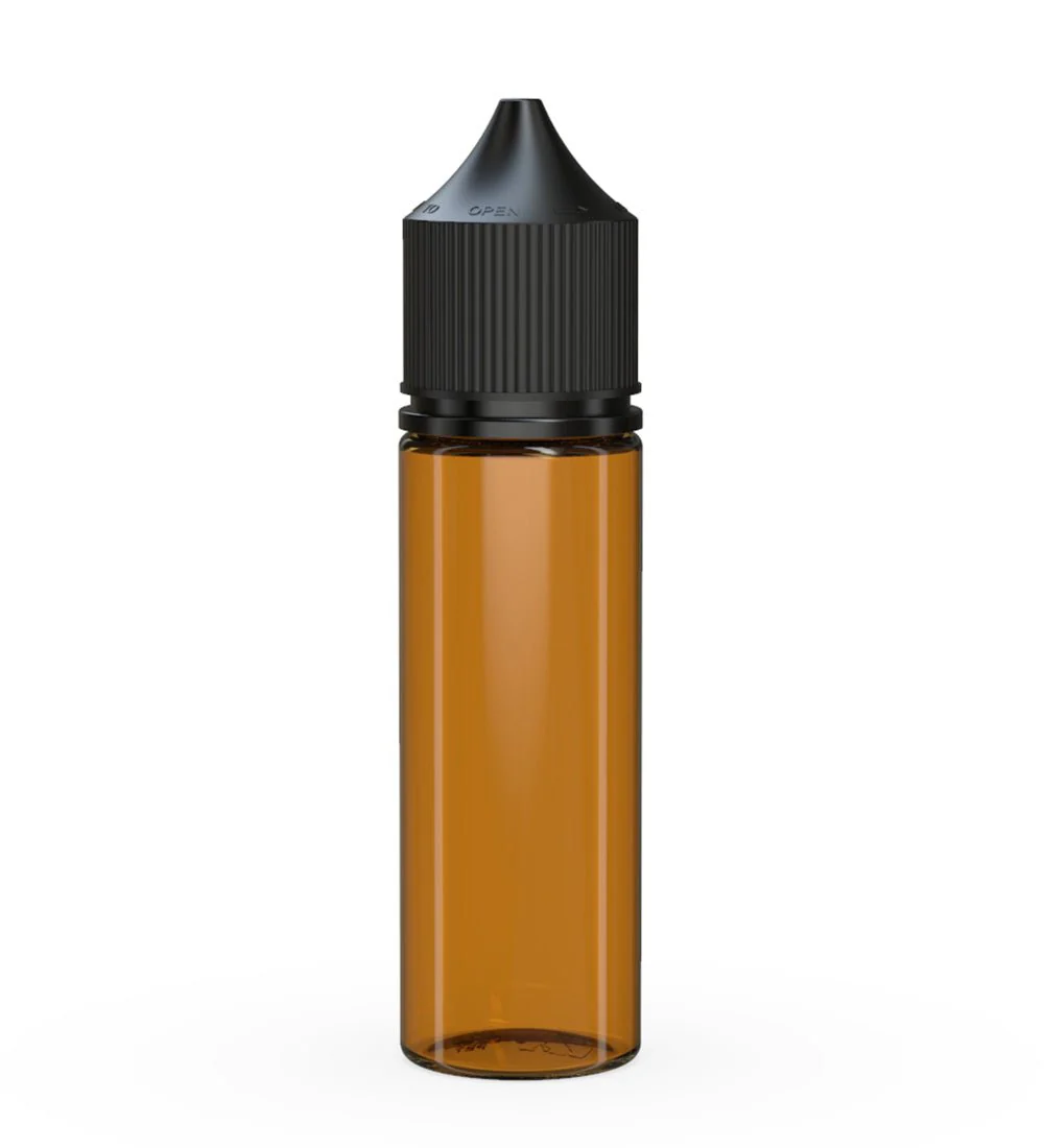 CHUBBY GORILLA | Child Resistant Unicorn V3 PET Dropper Bottles Amber | 50mL - w/ Black Lid - 500 Count