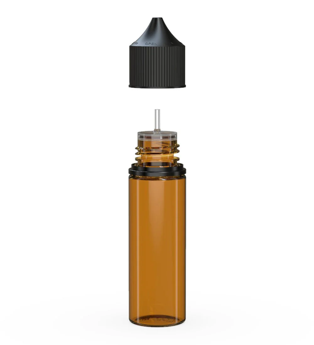 CHUBBY GORILLA | Child Resistant Unicorn V3 PET Dropper Bottles Amber | 50mL - w/ Black Lid - 500 Count - Image 2