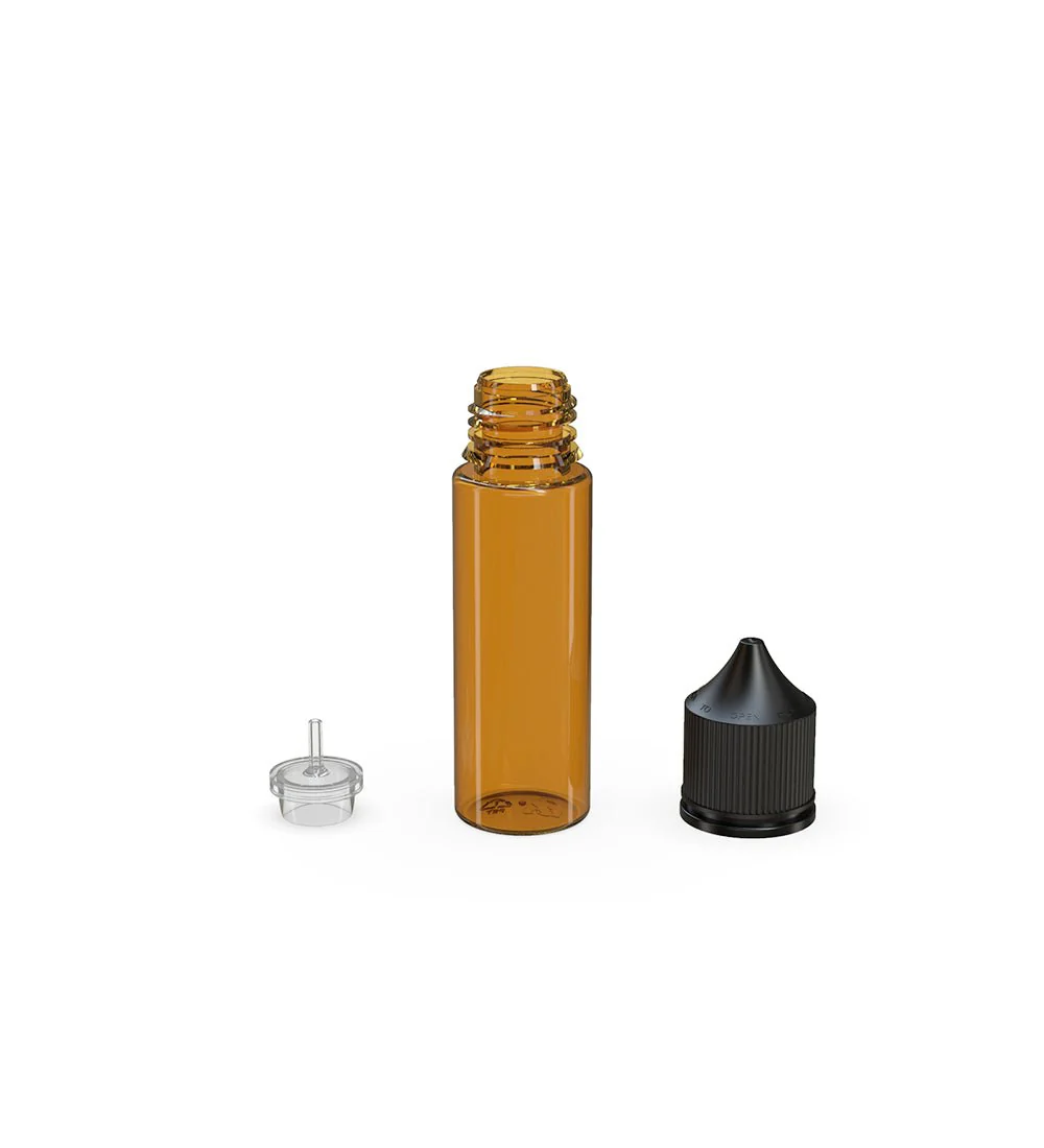 CHUBBY GORILLA | Child Resistant Unicorn V3 PET Dropper Bottles Amber | 50mL - w/ Black Lid - 500 Count - Image 4