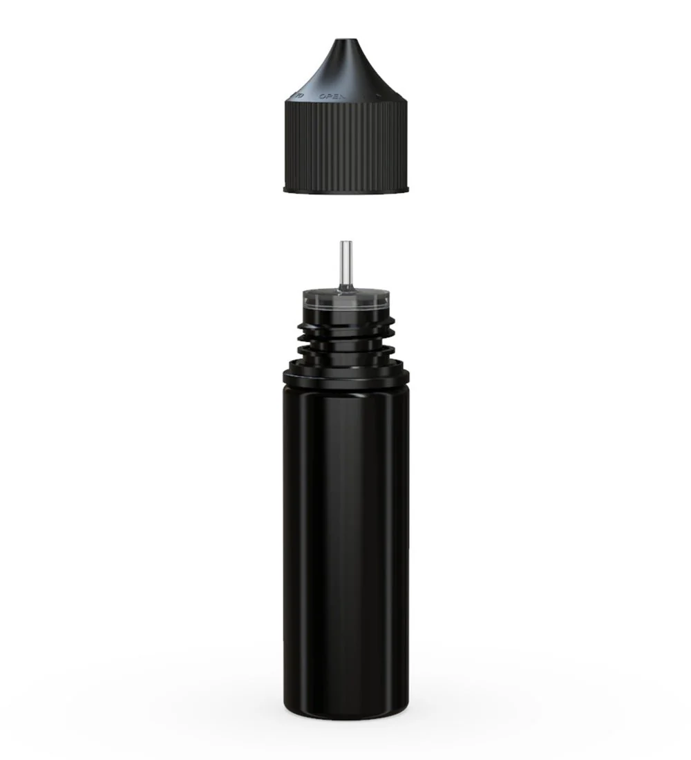 CHUBBY GORILLA | Child Resistant Unicorn V3 PET Dropper Bottles Black | 50mL - w/ Black Lid - 500 Count - Image 2