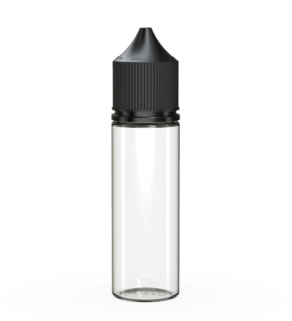 CHUBBY GORILLA | Child Resistant Unicorn V3 PET Dropper Bottles Clear | 50mL - w/ Black Lid - 500 Count