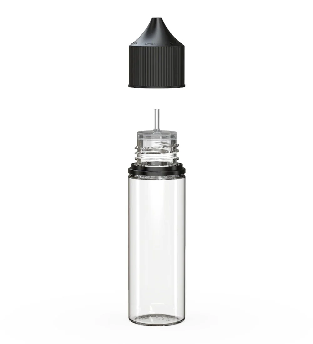 CHUBBY GORILLA | Child Resistant Unicorn V3 PET Dropper Bottles Clear | 50mL - w/ Black Lid - 500 Count - Image 2