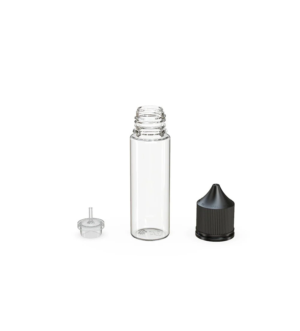CHUBBY GORILLA | Child Resistant Unicorn V3 PET Dropper Bottles Clear | 50mL - w/ Black Lid - 500 Count - Image 4