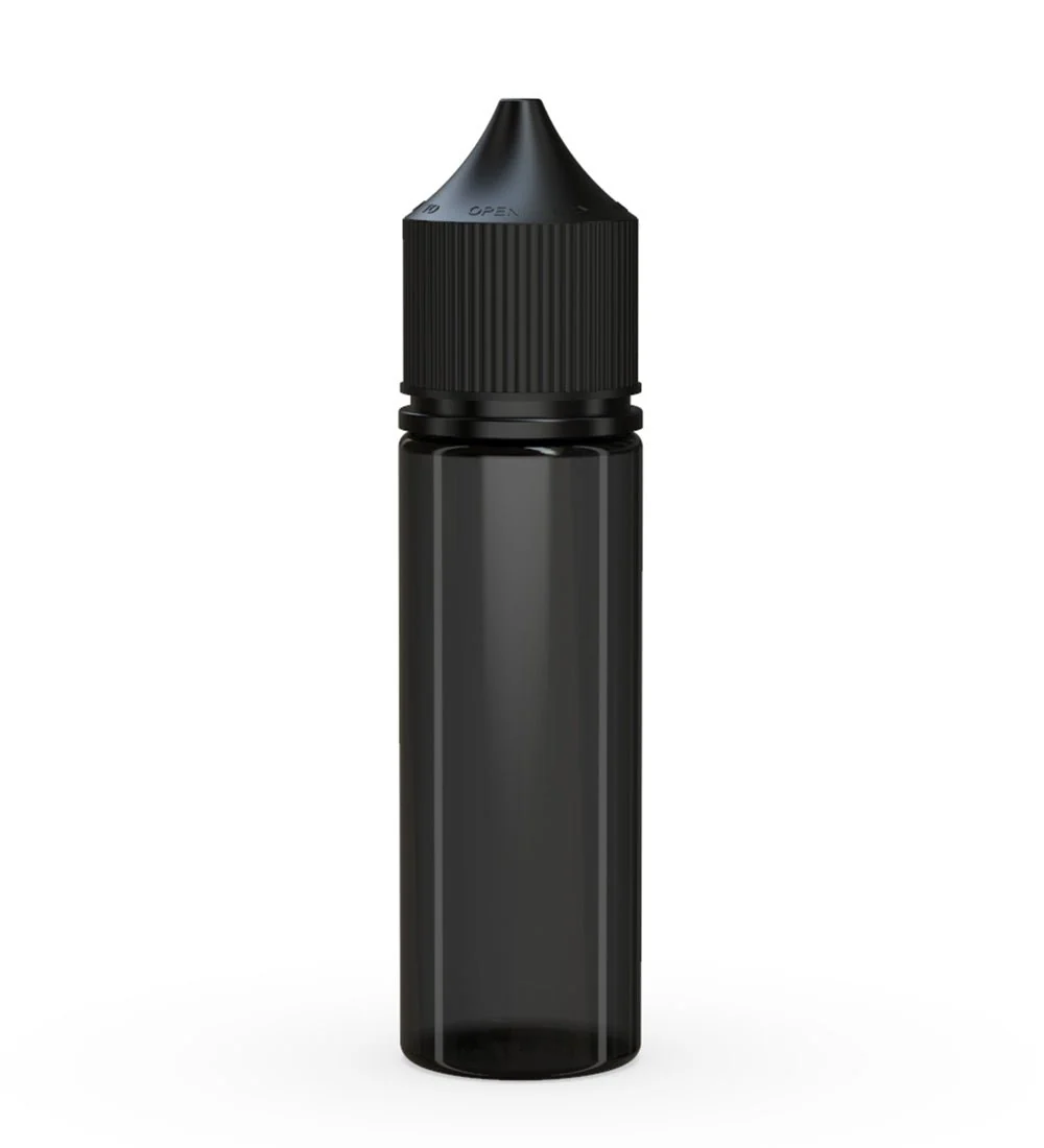 CHUBBY GORILLA | Child Resistant Unicorn V3 PET Dropper Bottles Transparent Black | 50mL - w/ Black Lid - 500 Count