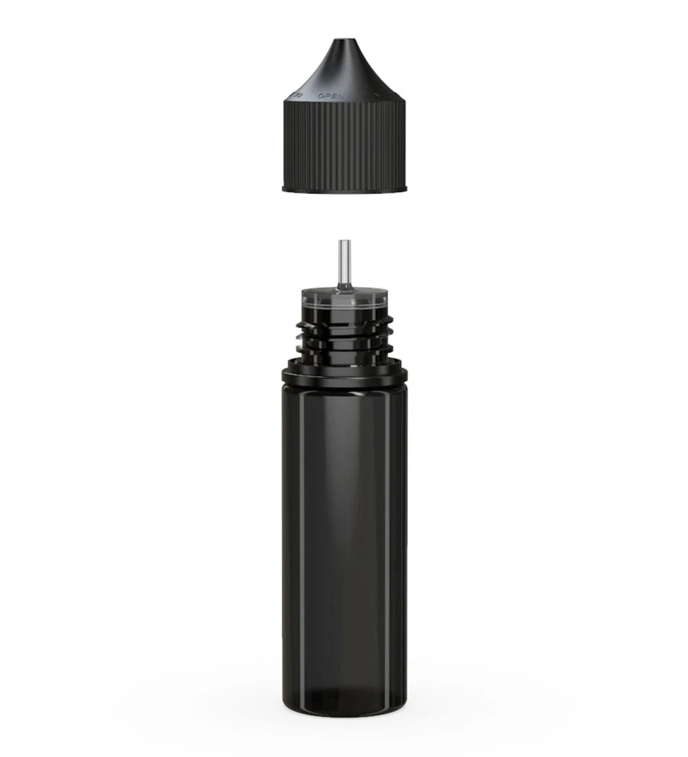 CHUBBY GORILLA | Child Resistant Unicorn V3 PET Dropper Bottles Transparent Black | 50mL - w/ Black Lid - 500 Count - Image 2