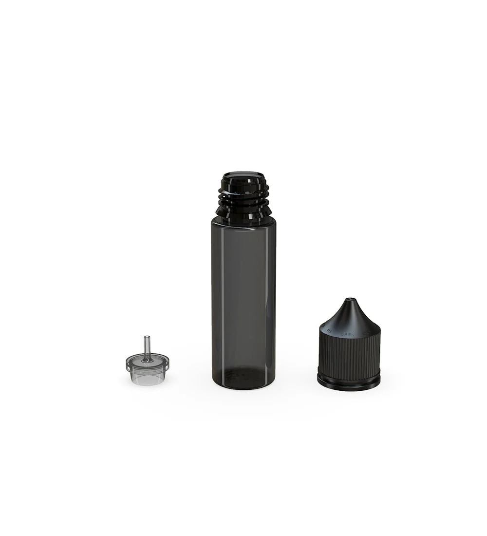 CHUBBY GORILLA | Child Resistant Unicorn V3 PET Dropper Bottles Transparent Black | 50mL - w/ Black Lid - 500 Count - Image 4