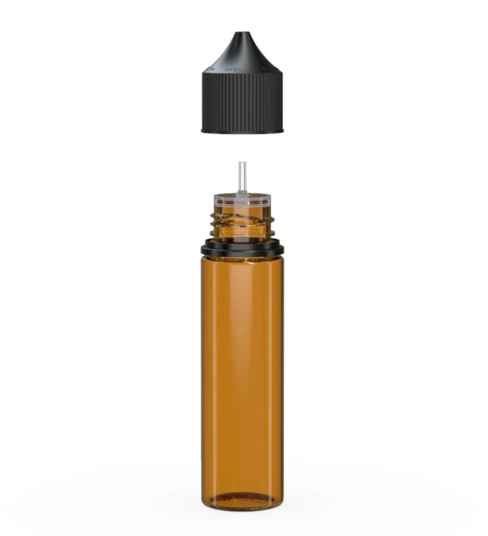 CHUBBY GORILLA | Child Resistant Unicorn V3 PET Dropper Bottles Amber | 60mL - w/ Black Lid - 500 Count - Image 2