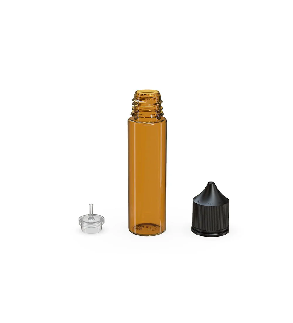 CHUBBY GORILLA | Child Resistant Unicorn V3 PET Dropper Bottles Amber | 60mL - w/ Black Lid - 500 Count - Image 4