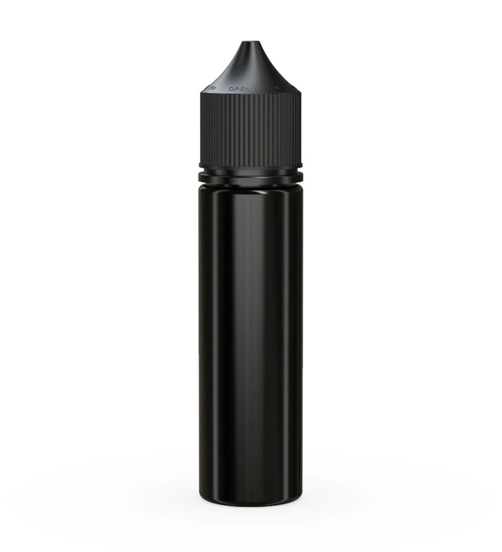 CHUBBY GORILLA | Child Resistant Unicorn V3 PET Dropper Bottles Black | 60mL - w/ Black Lid - 500 Count