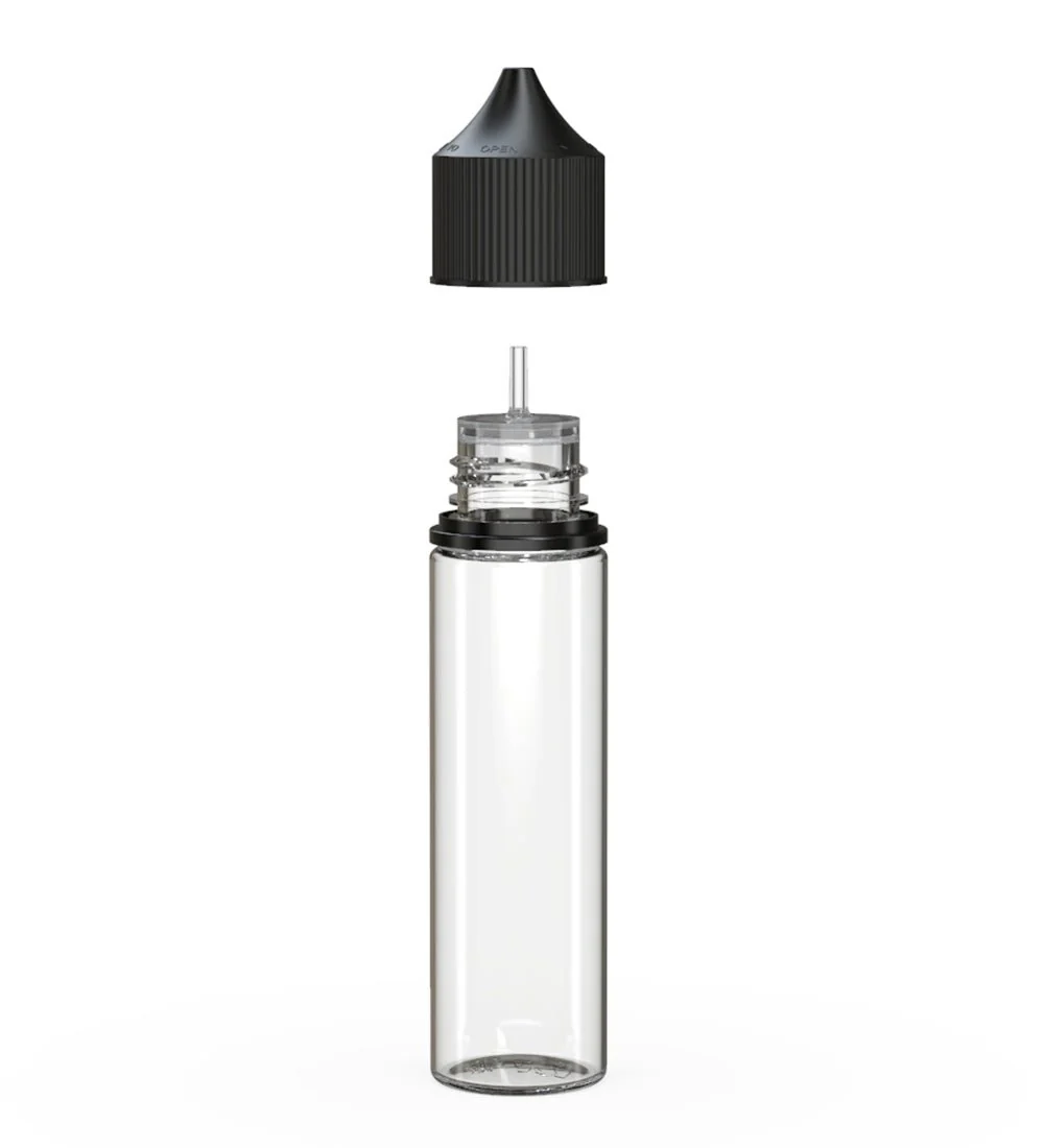 CHUBBY GORILLA | Child Resistant Unicorn V3 PET Dropper Bottles Clear | 60mL - w/ Black Lid - 500 Count - Image 2