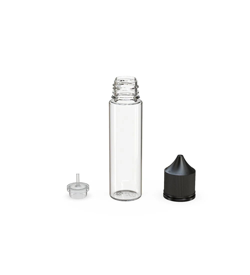 CHUBBY GORILLA | Child Resistant Unicorn V3 PET Dropper Bottles Clear | 60mL - w/ Black Lid - 500 Count - Image 4