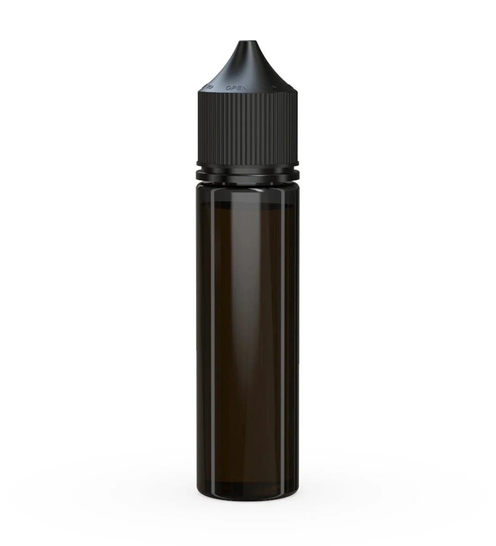 CHUBBY GORILLA | Child Resistant Unicorn V3 PET Dropper Bottles Transparent Black | 60mL - w/ Black Lid - 500 Count - Image 3