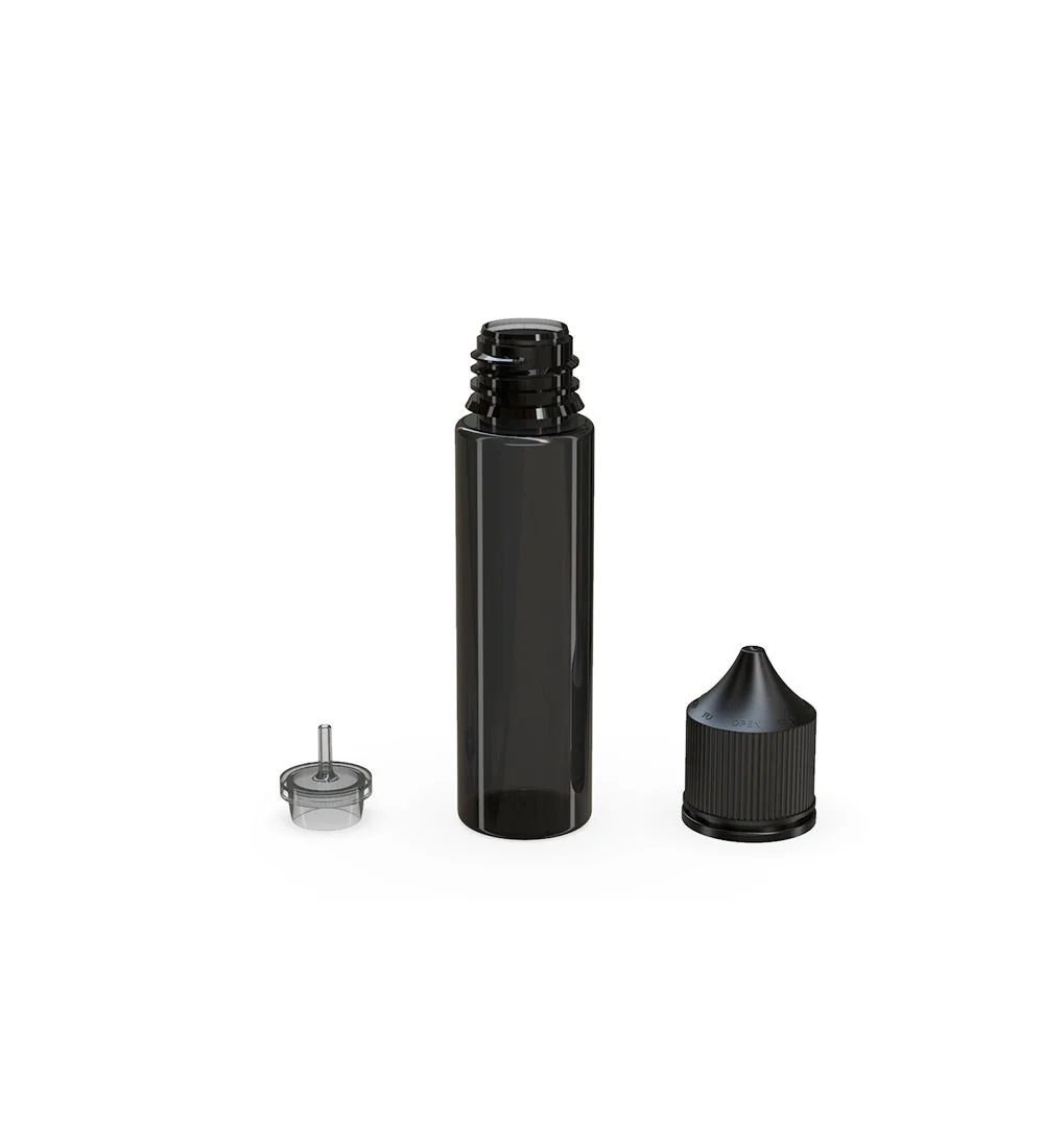 CHUBBY GORILLA | Child Resistant Unicorn V3 PET Dropper Bottles Transparent Black | 60mL - w/ Black Lid - 500 Count - Image 4