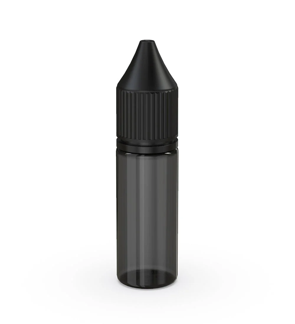 CHUBBY GORILLA Child Resistant Unicorn V3 PET Dropper Bottles Transparent Black | 15mL - w/ Black Reducer | Sample