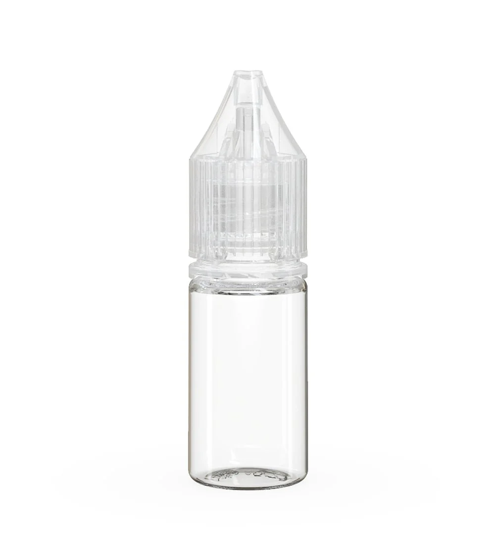 CHUBBY GORILLA | Child Resistant Unicorn V3 PET Dropper Bottles Clear | 10mL - w/ Clear Lid - 2000 Count