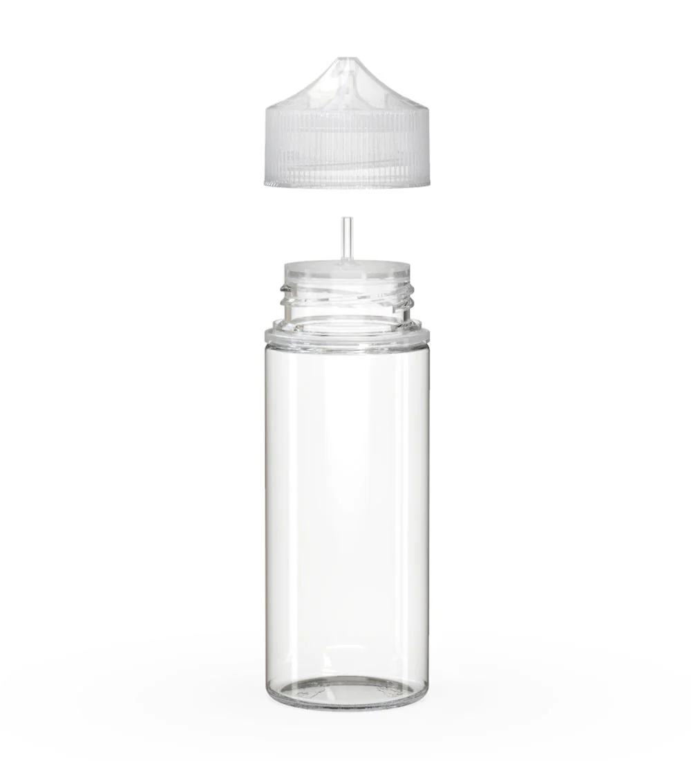 CHUBBY GORILLA | Child Resistant Unicorn V3 PET Dropper Bottles Clear | 120mL - w/ Clear Lid - 400 Count - Image 2